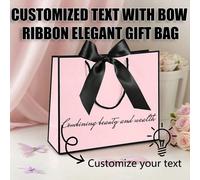 1 pièce Sac cadeau avec nœud ruban personnalisé imprimé, élégant. Sac de faveur pour fête, mariage. Disponible en plusieurs couleurs. Convient pour anniversaire, pendaison de crémaillère, fête des mèr