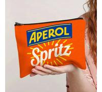 1 pièce Sac cosmétique Aperol Spritz - Sac à maquillage avec logo et marque Aperol Spritz, organisateur de voyage en polyester doux avec fermeture éclair, design d'apéritif italien, essentiel pour les