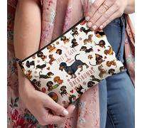 1 pièce, Sac cosmétique unique et mignon avec motif de teckel - Sac de médecine réutilisable de style bohème, sac à crayon esthétique de ferme animalière, sac de maquillage pour le stockage, sac de vo