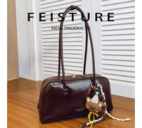 1 pièce Sac de bowling en PU FEISTURE, sac à l'épaule/sous le bras à fermeture éclair, convient aux filles, femmes, étudiantes, jeunes professionnels, idéal pour le travail, les affaires, les déplacem
