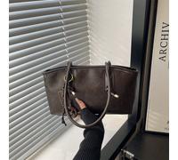 1 pièce Sac de bowling en PU matelassé de couleur unie marron café avec fermeture éclair, grand sac fourre-tout, nouveau sac à bandoulière style vintage à la mode, convient pour un usage quotidien des