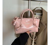 1 pièce Sac de bowling en PU matelassé rose avec fermeture éclair, sac fourre-tout de grande capacité, nouveau sac à bandoulière vintage à la mode, convient pour un usage quotidien des femmes, automne