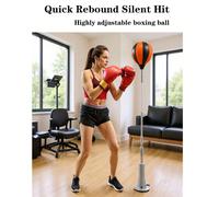 1 pièce Sac de boxe réglable, cadre robuste, ventouse puissante et design orange-noir - Sac de boxe d'entraînement d'agilité en intérieur, balle de boxe, aide à l'entraînement des réflexes, équipement