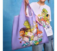1 pièce Sac de courses pliable et portable avec motif de personnage de dessin animé des années 90 en RPET, avec petit sac attaché, peut être accroché aux sacs, cadeau, violet Taille UniqueAnimal,Carto