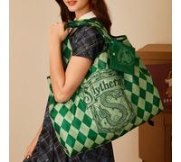 1 pièce Sac de courses pliable et portable en RPET avec badge universitaire et motif argyle, cadeau, rentrée scolaire Taille UniqueMulticolore,graphique,Lettres,PlantesPolyester