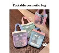1 pièce Sac de maquillage à blocs de couleurs dopamine, sac à main de voyage portable, sac de rangement pour articles de toilette avec compartiments en maille, sac de natation, pour le camping 1 pièce