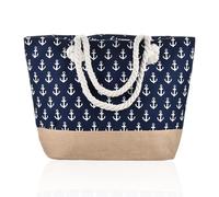 1 pièce sac de plage imprimé ancre, sac en toile, sac à bandoulière pour femme, sac à aisselles, sac à main de grande capacité, sac de plage familial, adapté à la plage, aux voyages, au fitness
