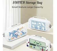 1 pièce Sac de rangement avec poignée motif requin/chat, compatible avec OLED/Switch NS/New 2025 Switch 2ème génération 7,9 pouces. Sac de protection rigide avec support intégré et 10 boîtes de rangem