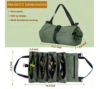 1 pièce Sac de rangement d'outils multifonction enroulable, organisateur d'outils en canevas durable, boîte de rangement enroulable pour kit d'urgence automobile, sac de rangement d'outils à fermeture