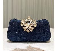 1 pièce Sac de soirée élégant avec strass de luxe bleu marine pailleté, sac pochette mode à fermoir en strass, convient pour banquet, fête, mariage, gala, cadeau idéal pour dames AnimalAlliage d'alumi