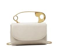 (1 pièce) Sac de soirée en cuir pour femme avec broche sur le dessus, sac à main à bandoulière pour gala fête de mariage., Pgwyb-a - Blanc, 9.45X2.36X5.12inches