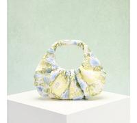1 pièce Sac de style sculpté jaune-vert, sac à main de mode français frais avec broderie florale ajourée chic. Sac fourre-tout de style décontracté en forme de nuage plissé, pour l'été et les vacances