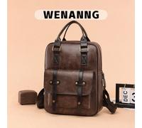 1 pièce Sac d'école décontracté de style preppy, en PU premium de haute qualité, spacieux avec de multiples poches et un compartiment pour ordinateur portable. Sac à dos zippé de couleur unie, léger e