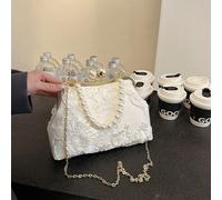 1 pièce Sac d'embrayage floral artistique gaufré blanc de saison de mariage printanier/estival 2025, sac à main en perle haut de gamme, sac à main de luxe pour robe de soirée, de cocktail et de mariée