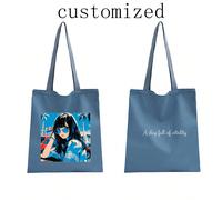 1 pièce Sac en canevas personnalisé et sur mesure, pliable, léger, décontracté, pour les courses, souvenir personnalisé, fête, décoration, unique, simple et élégant. Sac cabas pliable, grand format, m