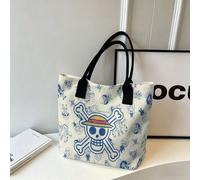 1 pièce Sac fourre-tout en canevas avec l'emblème des Pirates au Chapeau de Paille et l'impression des personnages chibi, sac à épaule beige pour 1 pièce usage quotidien Oxford