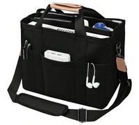 1 pièce Sac fourre-tout en canevas de grande capacité - Noir ! Fermeture éclair + Design avec poches latérales multiples, sangle d'épaule durable, super spacieux, répond facilement aux besoins des étu