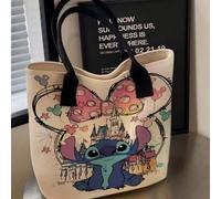 1 pièce Sac fourre-tout imprimé de la série Disney Stitch, mignon et dessin animé. Convient pour les courses quotidiennes des femmes, les rassemblements, les sorties entre amis. Sac à main en canevas 