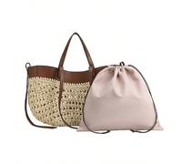 1 pièce Sac fourre-tout patchwork tissé fait main, nouveau sac de vacances grande capacité printemps/été 2026, sac à bandoulière de plage et de voyage, convient pour les voyages, le quotidien, les sor