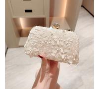 1 pièce Sac Moonlit Eve, Sac bandoulière à fleurs blanches perlées, Sac de soirée vintage avec chaîne, Mini sac carré, Convient aux jeunes filles, mariées, étudiantes, jeunes professionnels. Polyvalen