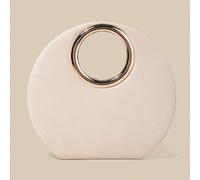1 pièce Sac pochette en velours haut de gamme en forme de U de couleur abricot, avec une poignée décorée de doré, mettant en valeur la mode et l'élégance. Peut être tenu à la main, porté à l'épaule ou