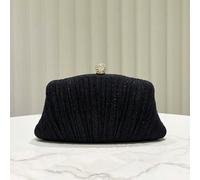 1 pièce Sac pochette plissé élégant noir brillant avec chaîne métallique, sac de soirée mode et digne, convient pour le dîner formel, la fête, le mariage, idéal comme cadeau pour les femmes UnicoloreA