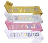 1 pièce Sash à paillettes d'or pour l'épaule du bol d'oignon pour la cérémonie d'anniversaire pour les filles, Joyeux anniversaire, Ma ceinture de princesse, , mignonne et belle, Noël argent,or rose,r