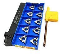 1 pièce SER1212H16 SER1616H16 SER2020K16 SER2525M16 porte-outil de tournage for filetage externe + 10 pièces inserts de filetage MMT16ER(16ER AG60 H01,SER1212H16)