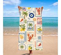 1 pièce, serviette de plage de style italien, citron & palmier avec texte Ciao Bella, ambiance de vacances au bord de mer, convient pour la piscine, la plage, le camping, la croisière - essentiel de v