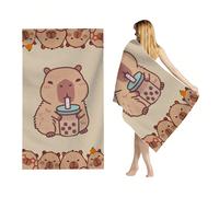 1 pièce Serviette de plage mignonne avec loutre de mer - Séchage rapide, très absorbante, douce et confortable, grande taille, avec un motif adorable de loutre de mer au thé au lait. Convient pour la 