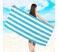 1 pièce Serviette de plage rayée simple, extra large, super absorbante et séchage rapide. Serviette de plage résistante au sable pour les voyages, la piscine, le yoga, la gym, les vacances à la plage 
