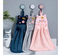 1 pièce Serviette de toilette avec motif mignon de cochon, serviette de bain à suspendre pour séchage des mains, serviette de toilette de couleur unie Blanc,rose,bleu,gris,Rose 2 bandes,Bleu 2 bandes,