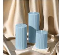 1 pièce Set de bougies piliers nervurées, 10 cm, bougie pilier parfumée à la cire de soja, décoration moderne élégante pour la maison, convient pour la salle de bain, le salon (bleu clair) Bleu - 10 c