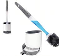 1 pièce Set de brosse de nettoyage de toilette en silicone, brosse de toilette montée au mur avec des poils absorbants en diatomite doux, brosse de toilette en silicone avec liquide rechargeable, nett