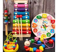 1 pièce Set de jouets éducatifs Montessori, améliorant la coordination main-œil, le sens du temps et la pensée critique. Cadeau idéal pour les enfants de 3 ans et plus Ver tordu,4 jeux de colonnes,hor