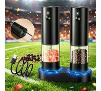 1 pièce/set Moulin à poivre et sel électrique rechargeable 300mAh, bouton texture CD mat, fenêtre visible pour les épices, noyau de broyage en céramique réglable, indicateur de charge Type-C, base de
