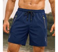 1 pièce Short, tissu en polyester léger et respirant, taille élastique avec cordon de serrage, short de plage style vacances, poche zippée anti-vol, style décontracté de vacances, lavable en machine,
