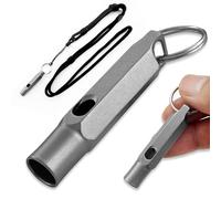 1 pièce Sifflets d'urgence, Sifflet de Secours, 120dB Monotube Sifflet Sécurité à Son Aigu, TC4 Titane, pour Randonnée, EDC, Secours & Outdoor, Léger 11g avec Porte-clés & Dragonne Réglable (Gris)