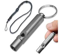 1 pièce Sifflets d'urgence, Sifflet de Secours, 120dB Monotube Sifflet Sécurité à Son Aigu, TC4 Titane, pour Randonnée, EDC, Secours & Outdoor, Léger 7.8g avec Porte-clés & Dragonne Réglable (Gris)