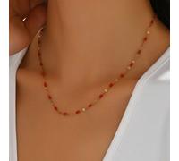 1 pièce Simple Collier en acier inoxydable plaqué or 18 carats avec goutte blanche, convient pour un port quotidien pour femmes et comme cadeau Acier inoxydable