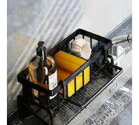 1 pièce Solution de rangement simple, adaptée aux besoins quotidiens multifonctionnels de la vaisselle dans la cuisine. Support à éponge et organisateur d'évier en plastique noir léger Taille UniqueAB