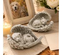 1 pièce Statue commémorative en résine d'ange pour chat et chien, ornement de jardin pour animal de compagnie endormi, marqueur de tombe pour extérieur et arrière-cour, décoration, cadeau de sympathie
