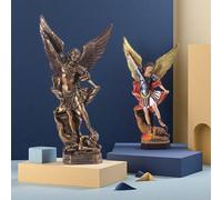 1 pièce Statue de l'archange Michel, ange de combat en résine, modèle de collection, décoration de bureau pour usage intérieur Brun L,Couleur M,Couleur L,Brown S,Brun MABS