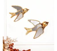 1 pièce Statue de l'hirondelle en or, décoration pour la maison, en résine avec un design de surface miroir. Idéal pour les amateurs d'oiseaux, décoration murale créative pour la maison, les fêtes et 