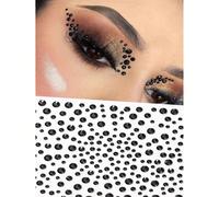 1 pièce Sticker de bijou de visage pailleté noir, 320 pièces Cristaux de maquillage pour ombre à paupières, bijoux pour le visage, le corps et les yeux. Outil de maquillage temporaire auto-adhésif pou