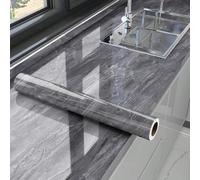 1 pièce Sticker de cuisine résistant à l'huile, motif marbre gris foncé, résistant à la chaleur, imperméable, anti-moisissure, papier peint en carrelage céramique, autocollant pour armoire, rénovation