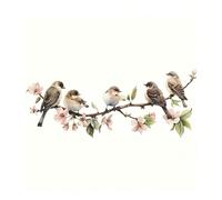 1 pièce Sticker de fenêtre floral et oiseau vibrant - Art mural autocollant créatif avec moineaux et fleurs en fleurs, en matière plastique, convient pour la salle de bain ou la décoration de la maiso