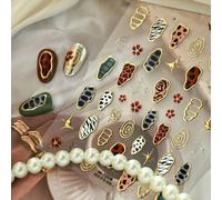 1 pièce Stickers d'ongles 5D asymétriques géométriques avec ailes de papillon en gelée imprimé léopard doré. Déco d'ongles et audacieuse pour une manucure chic d'inspiration animale, pour femmes graph