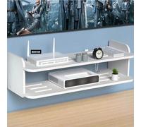 1 pièce Support de boîtier TV, étagère murale à double couche, sans perçage nécessaire, installation facile, parfait pour le routeur Wi-Fi, le décodeur et les nécessités quotidiennes - étagère flottan
