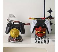 1 pièce Support de contrôleur épée de guerrier au visage de démon, compatible avec PS/-, accessoire de jeu en résine durable, figurine thème démon, cadeau pour gamer, support de console indépendant po